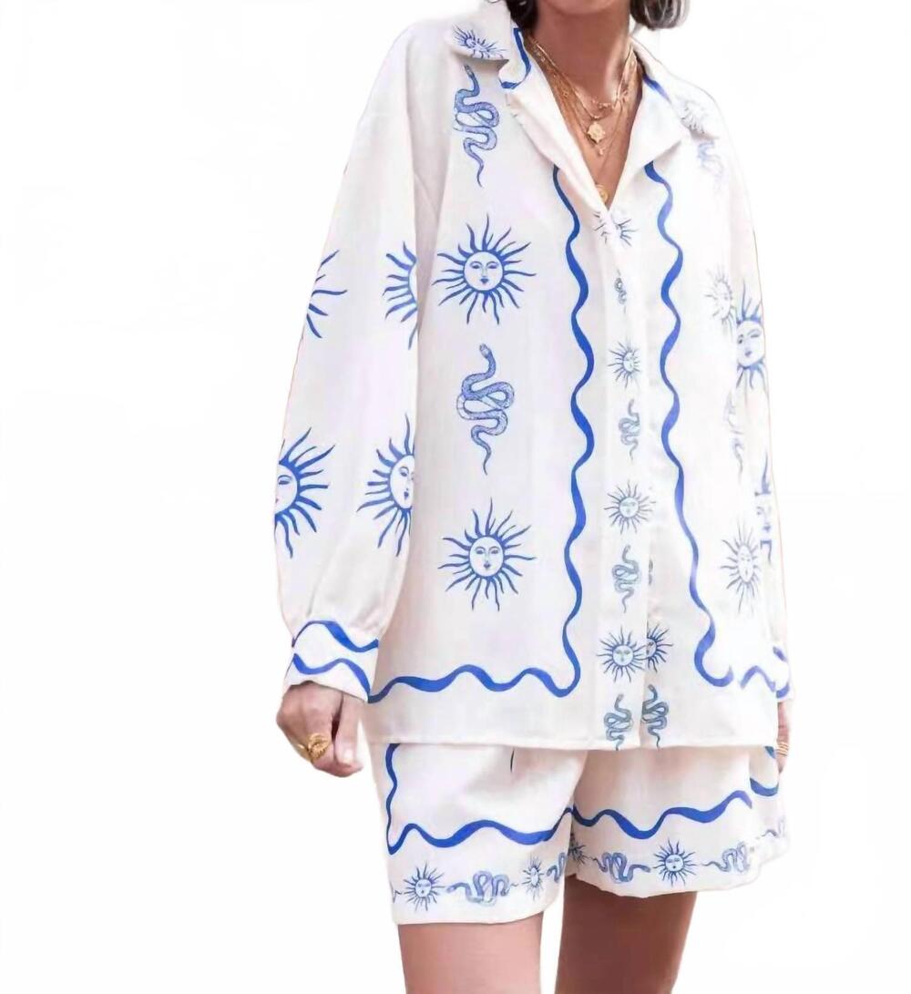 NEW LILY CLOTHING coastal crush linen top and short set in white